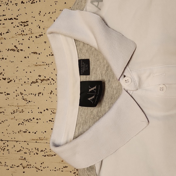 Armani Exchange Spell Out Reflective 1/4 Button Down Polo Shirt - Picture 3 of 5